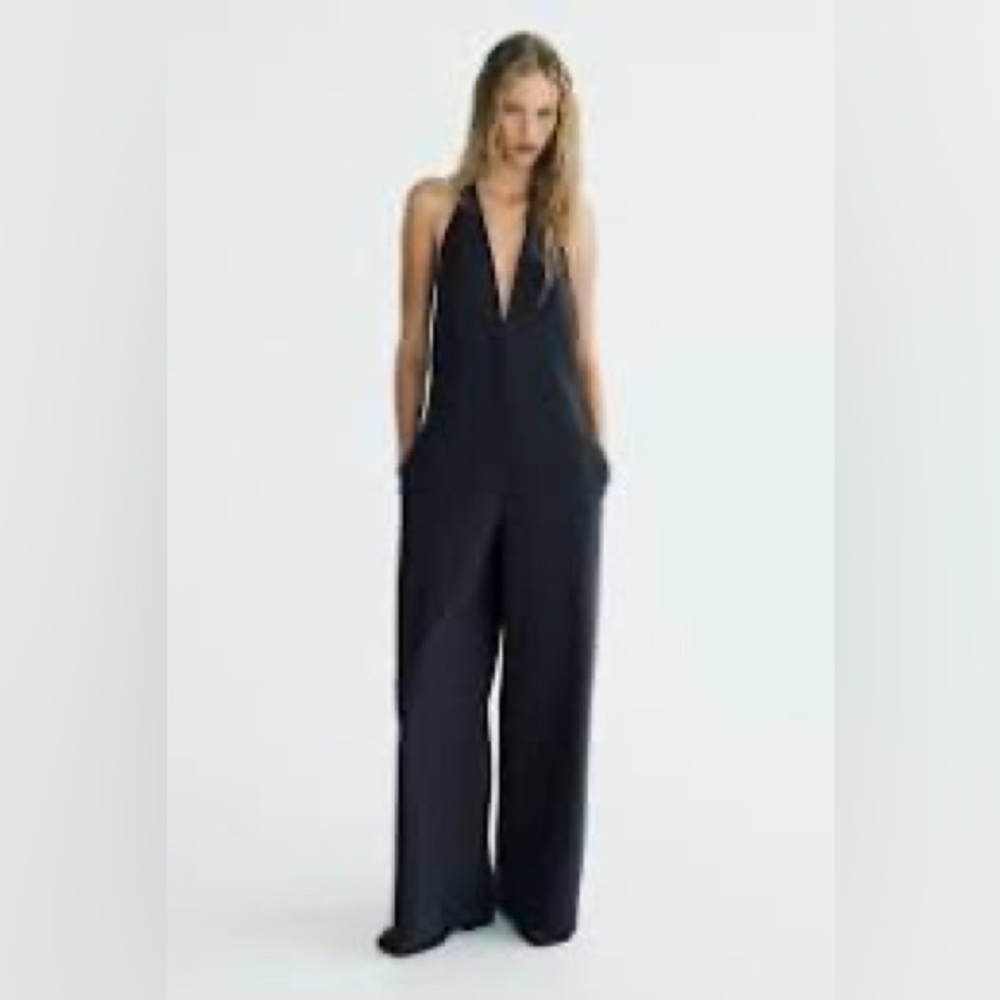 Zara pin stripe halter jump suit sold out